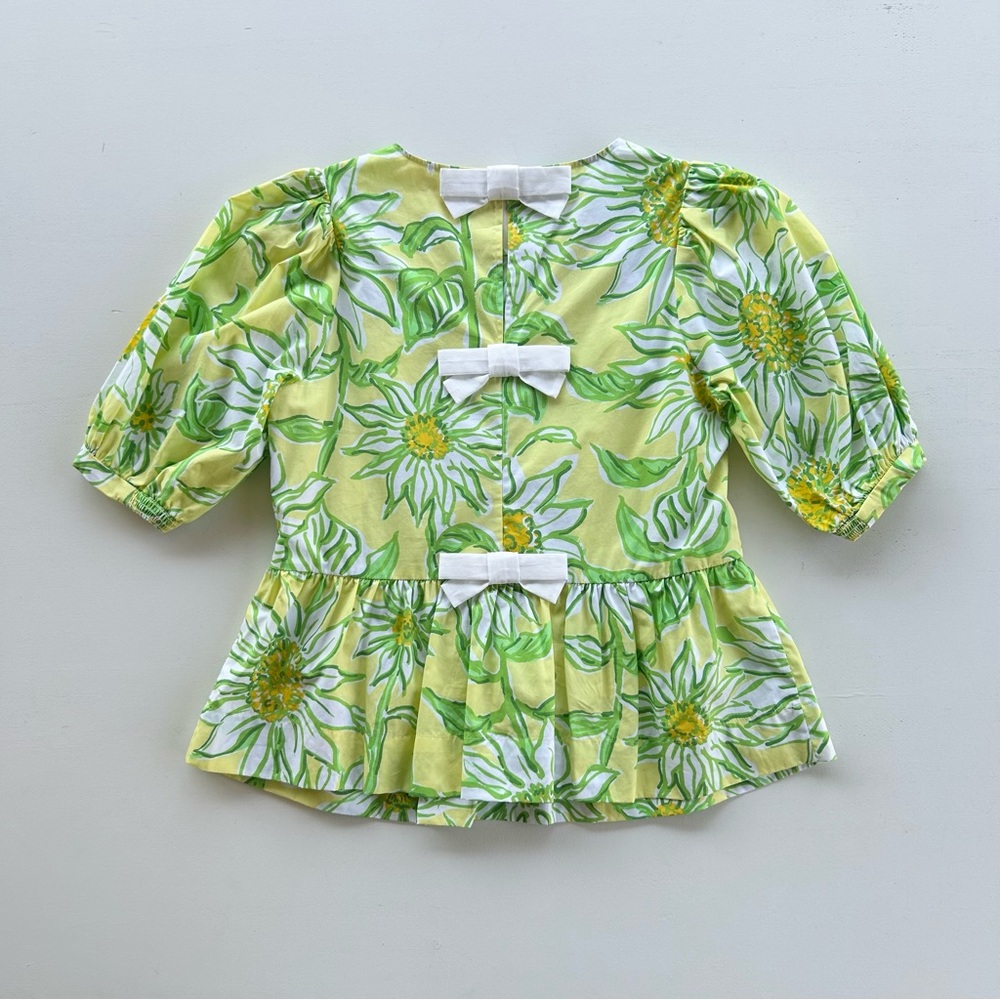 Lilly Pulitzer Hisli Top Bows Limoncello Sunbelievable Poplin Women’s Size XXS - Picture 10 of 10